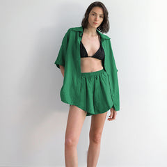 Cotton Green Shorts Set
