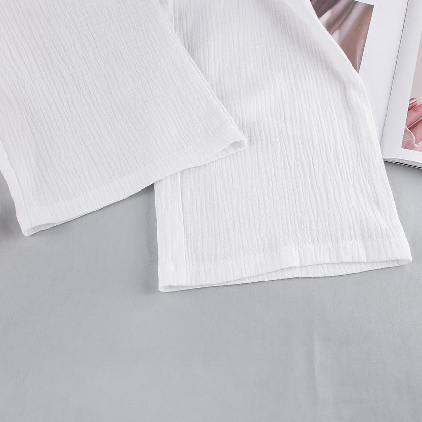 Pamuklu Fransız Tarzı Uzun Kollu Pijama Takımı
