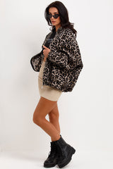 Leopar Desenli Oversize Bomber Ceket Zalle