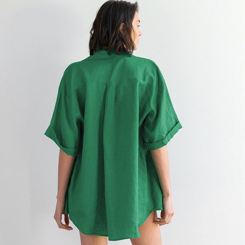 Cotton Green Shorts Set