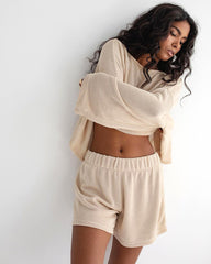Cotton Beige Long Sleeve Suit