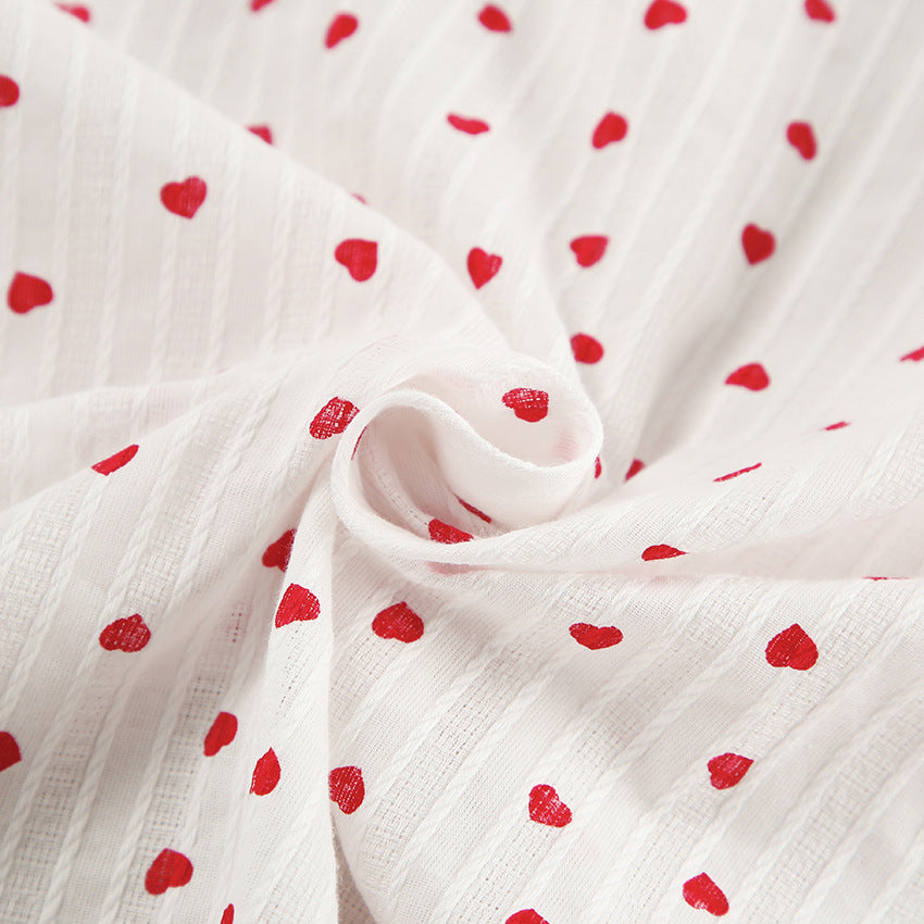 Heart Patterned Cotton 2-Piece Homewear Set