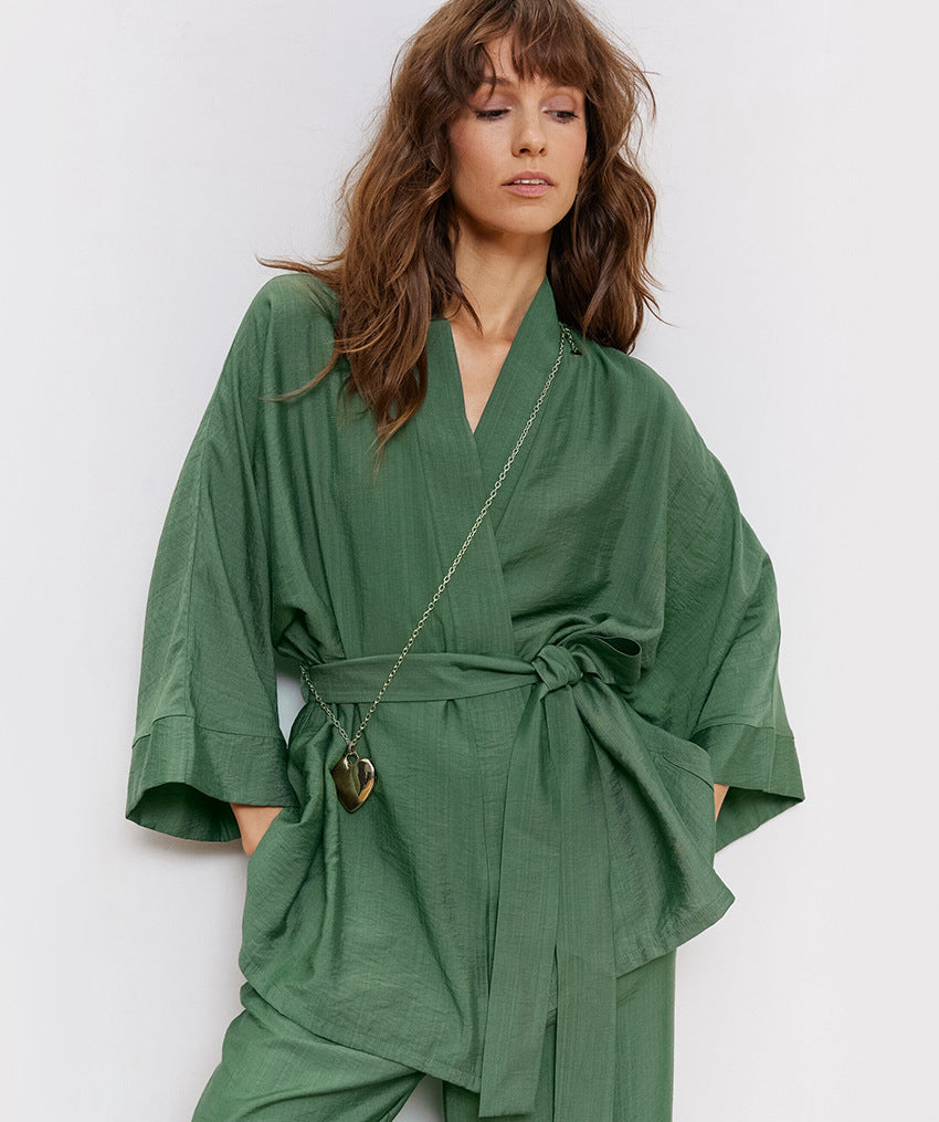Hırkalı Yeşil Pijama Takımı