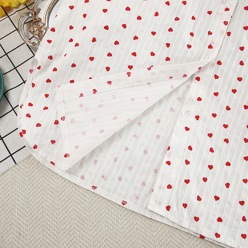 Heart Patterned Cotton 2-Piece Homewear Set